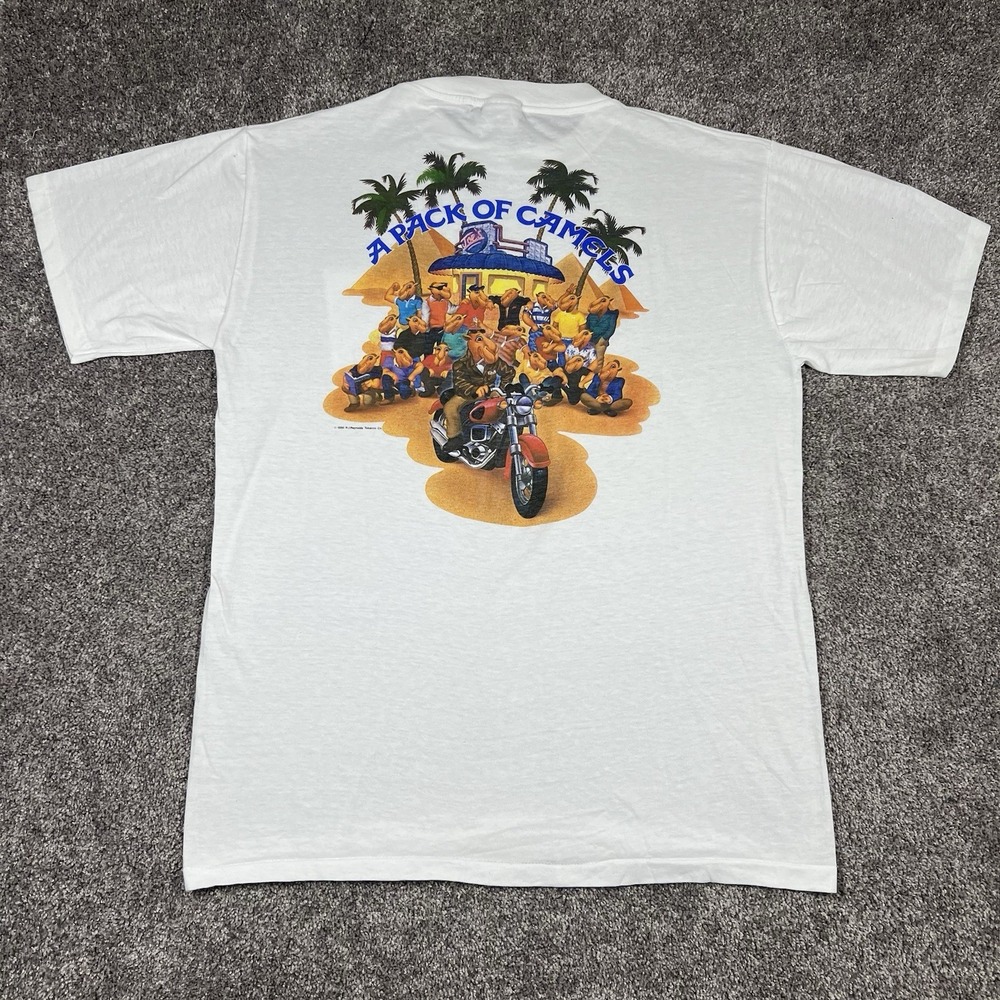 Vintage 80s 90s Camel Cigarettes Pack of Camels T Shirt L/XL SINGLE STITCH Thin